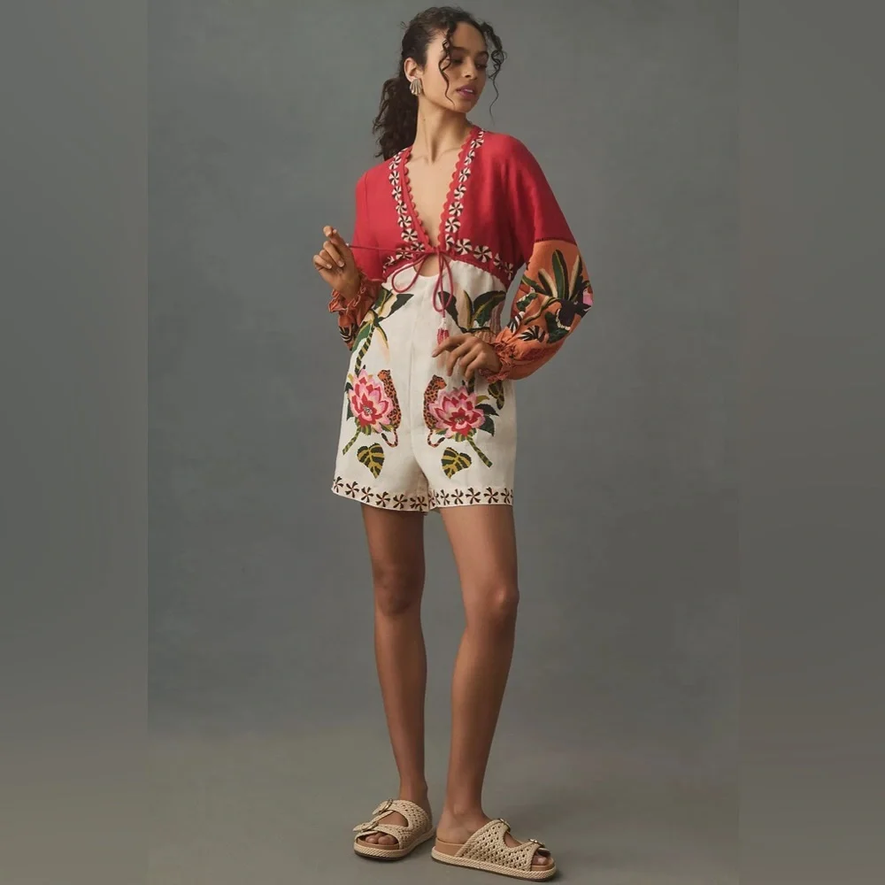 FARM Rio Red and Orange Floral Jumpsuit - Picture 2 of 10